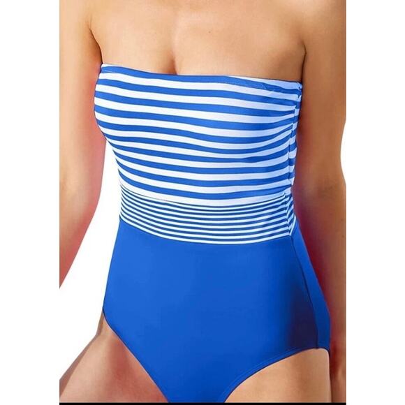 Tommy Bahama Beaming Blue Breaker Bar Bandeau One Piece 6 NWT - Picture 2 of 4